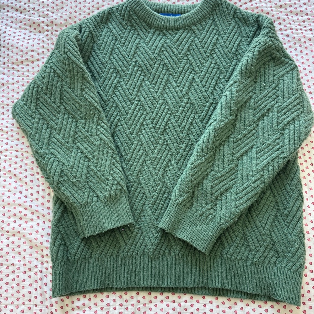 Aelfric Eden Textured Green Crewneck Sweater